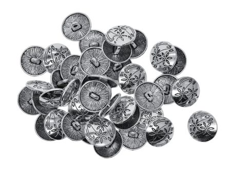 Maxbell 30 Pieces Antique Silver Engraved Shank Buttons Flower Pattern Online now